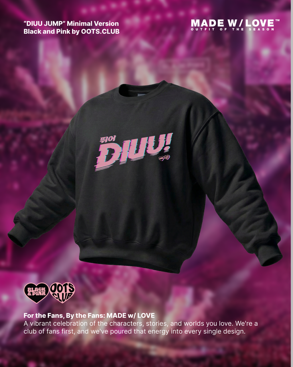 "DIUU JUMP" Minimal Version | Crewneck | BLACK&PINK Collection by OOTS.CLUB