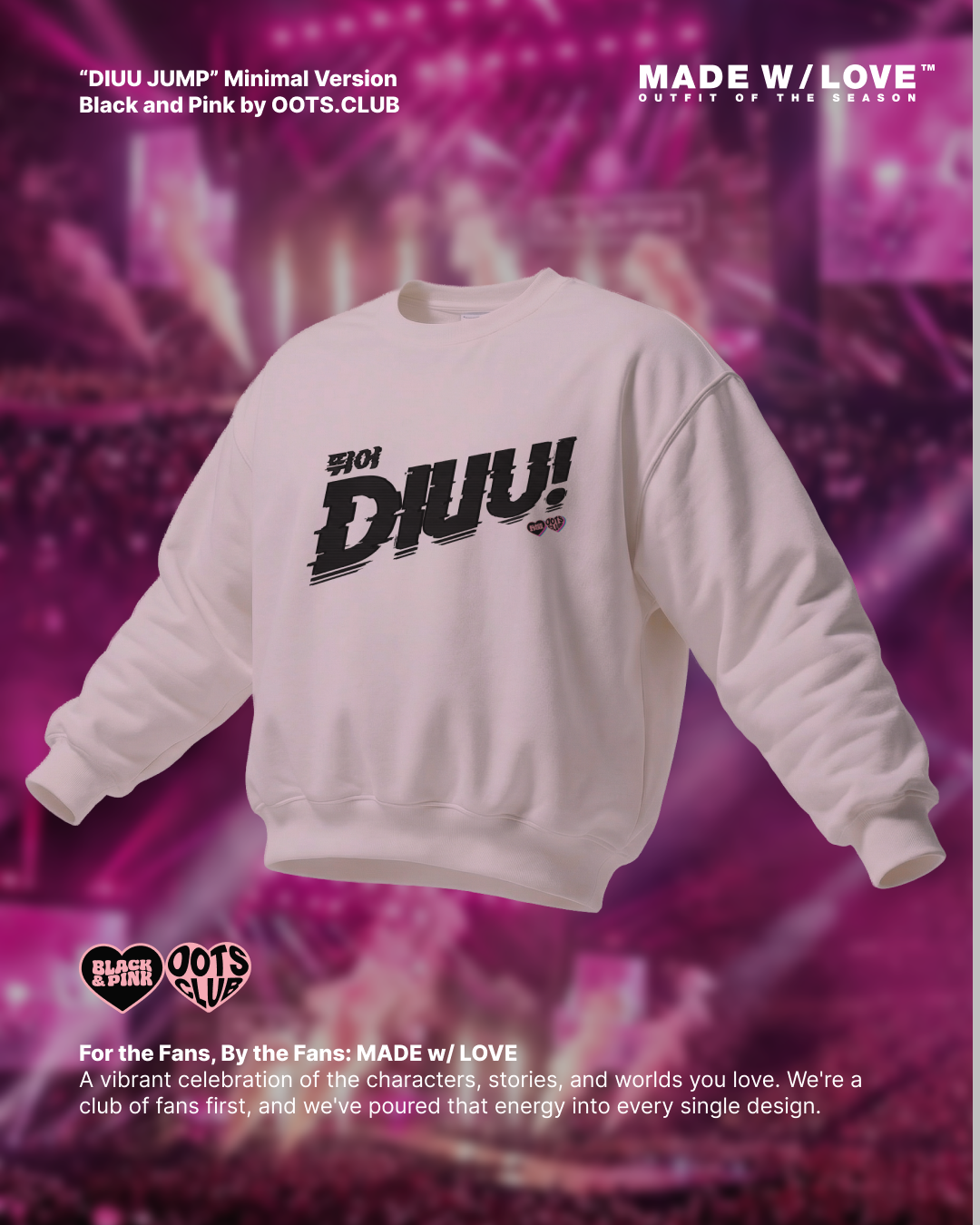 "DIUU JUMP" Minimal Version | Crewneck | BLACK&PINK Collection by OOTS.CLUB