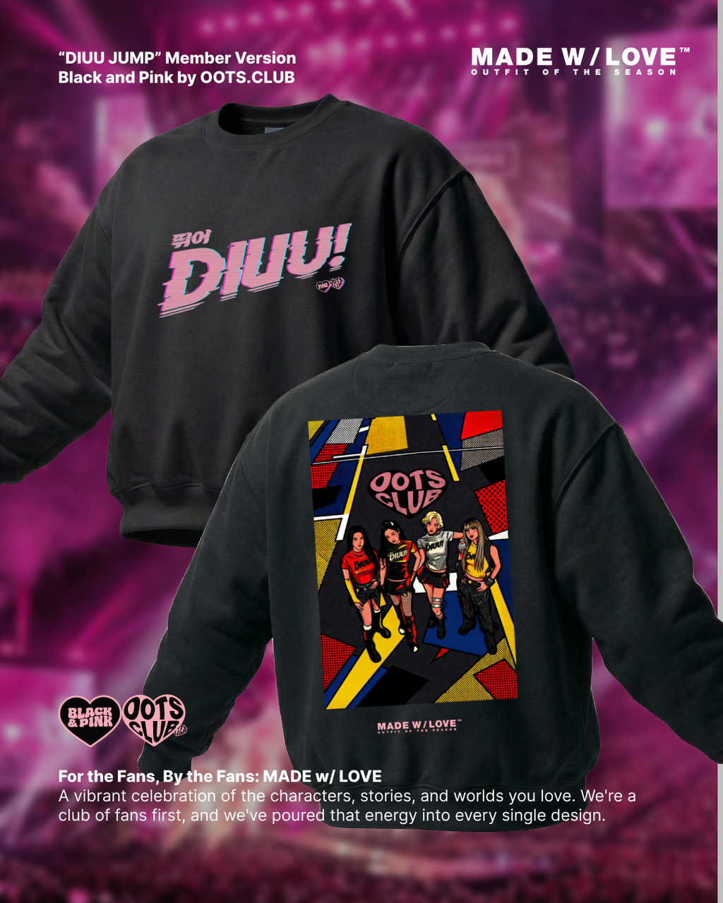 "DIUU JUMP" Members Version | Crewneck | BLACK&PINK Collection by OOTS.CLUB