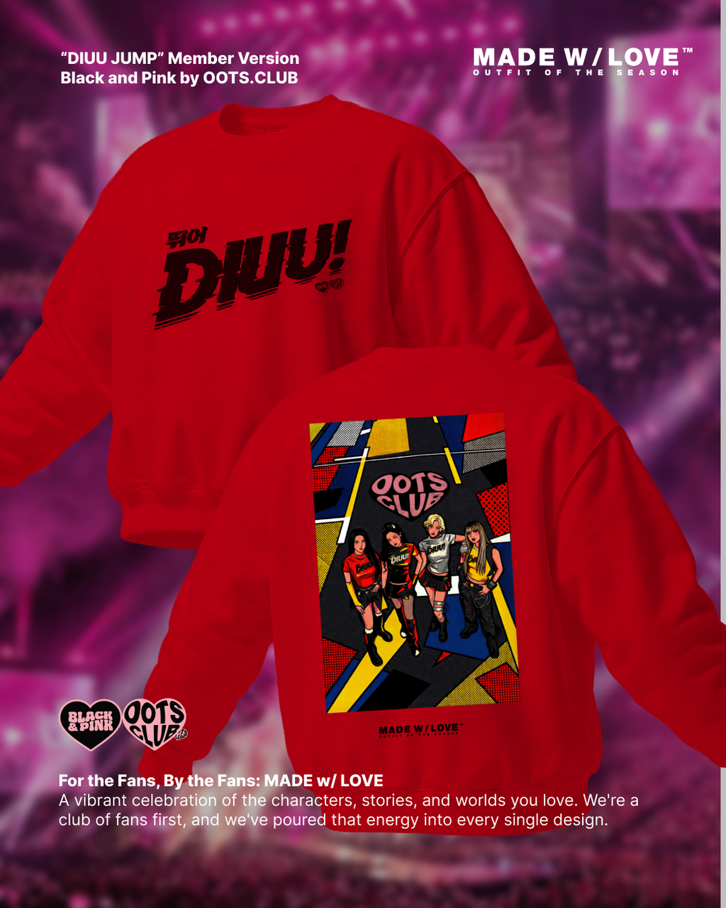 "DIUU JUMP" Members Version | Crewneck | BLACK&PINK Collection by OOTS.CLUB