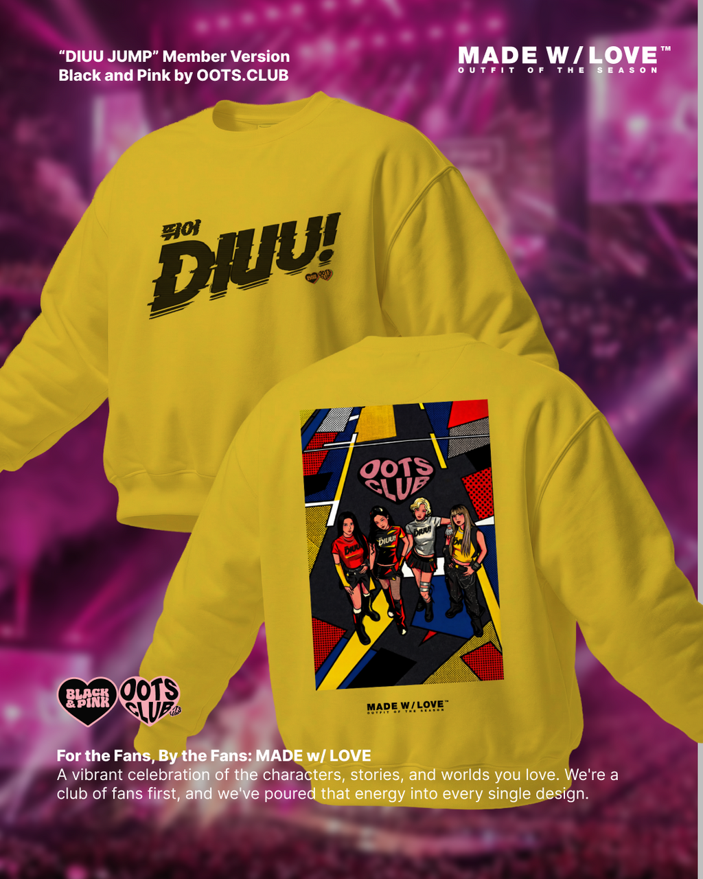 "DIUU JUMP" Members Version | Crewneck | BLACK&PINK Collection by OOTS.CLUB