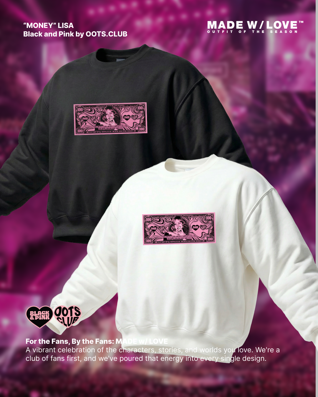 "MONEY" | Crewneck | BLACK&PINK - BLACK&PINK Collection by OOTS.CLUB