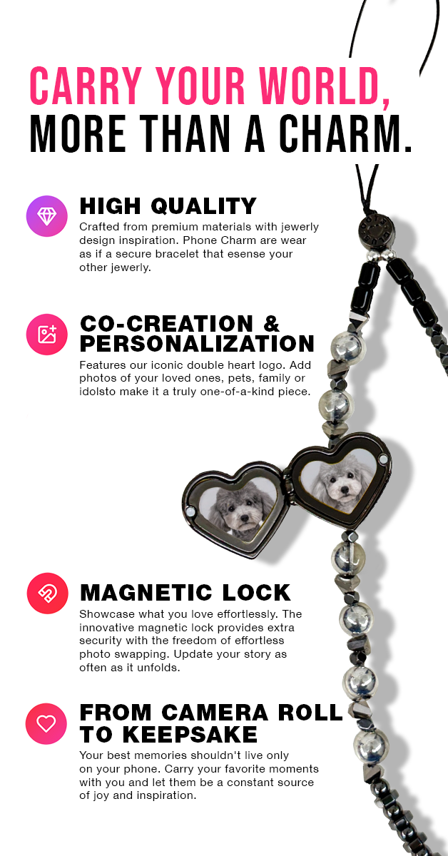 ONYX - The Double Heart Phone Charm by OOTS.CLUB