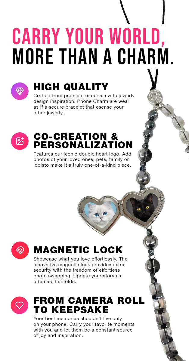 SILVER - The Double Heart Phone Charm by OOTS.CLUB