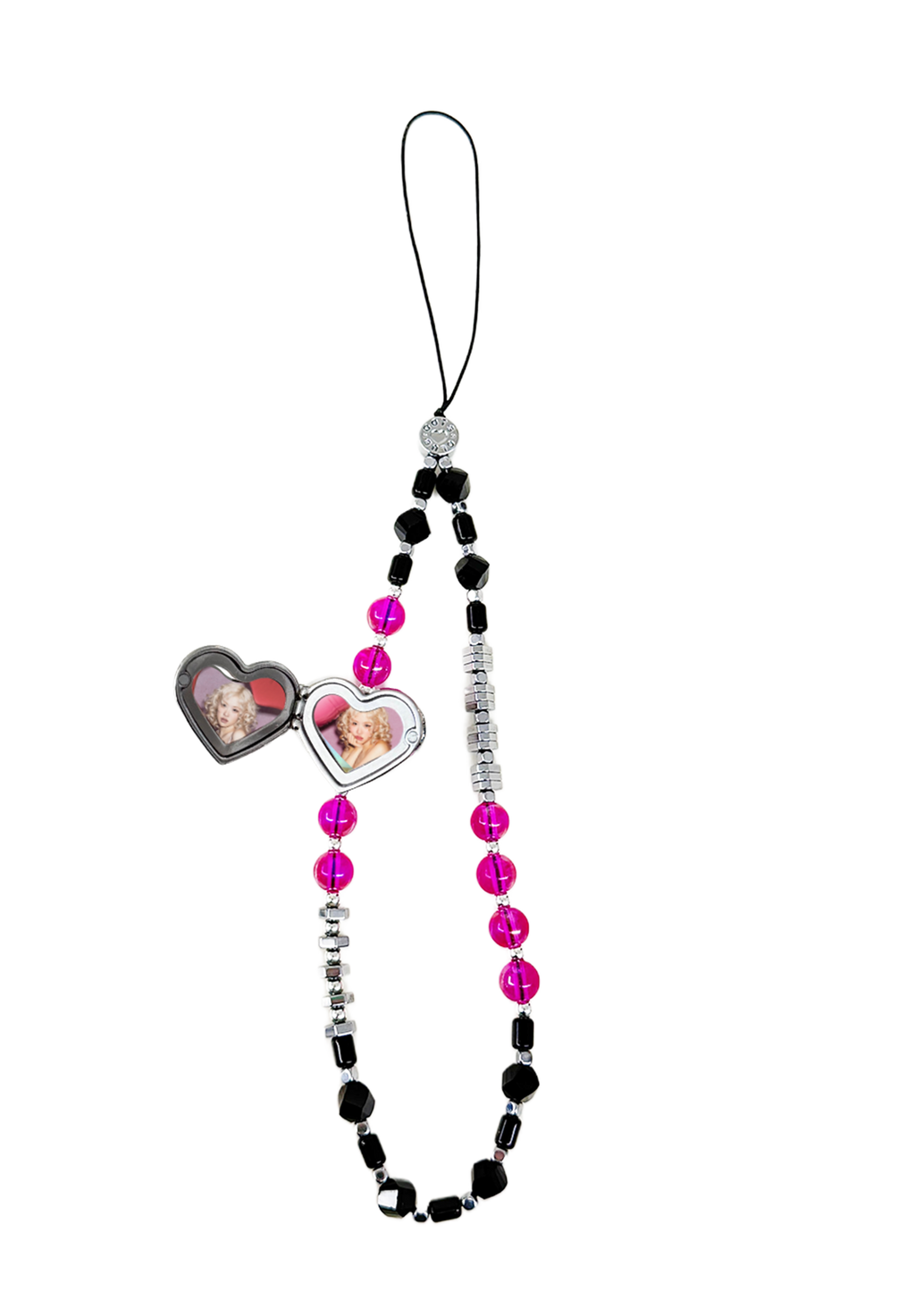 BLACK&PINK - The Double Heart Phone Charm by OOTS.CLUB