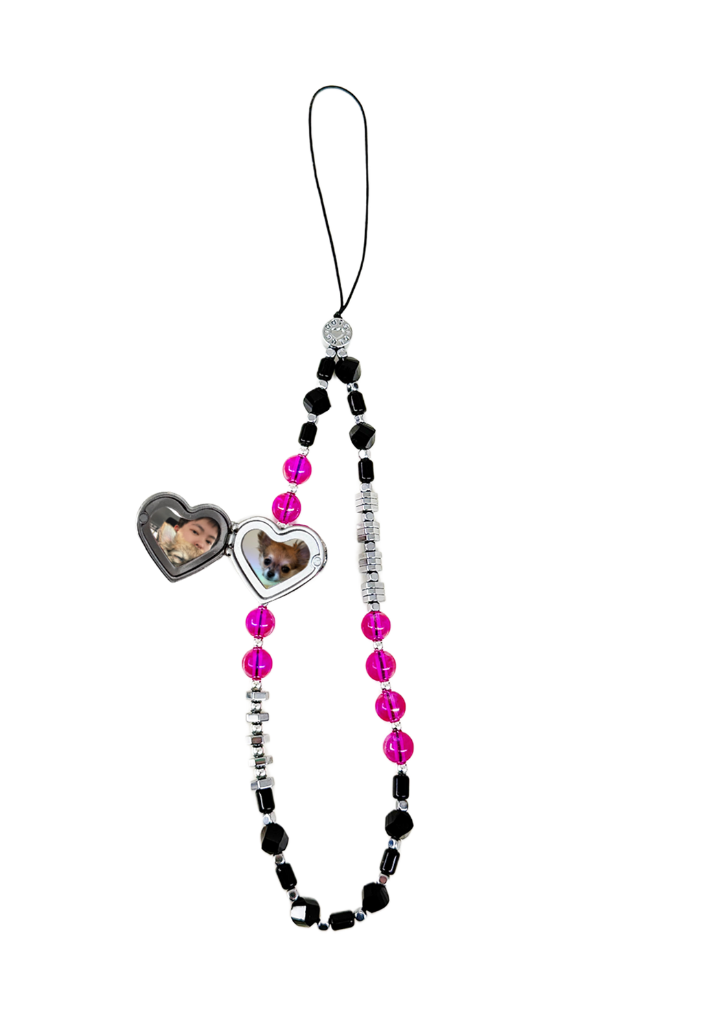 BLACK&PINK - The Double Heart Phone Charm by OOTS.CLUB