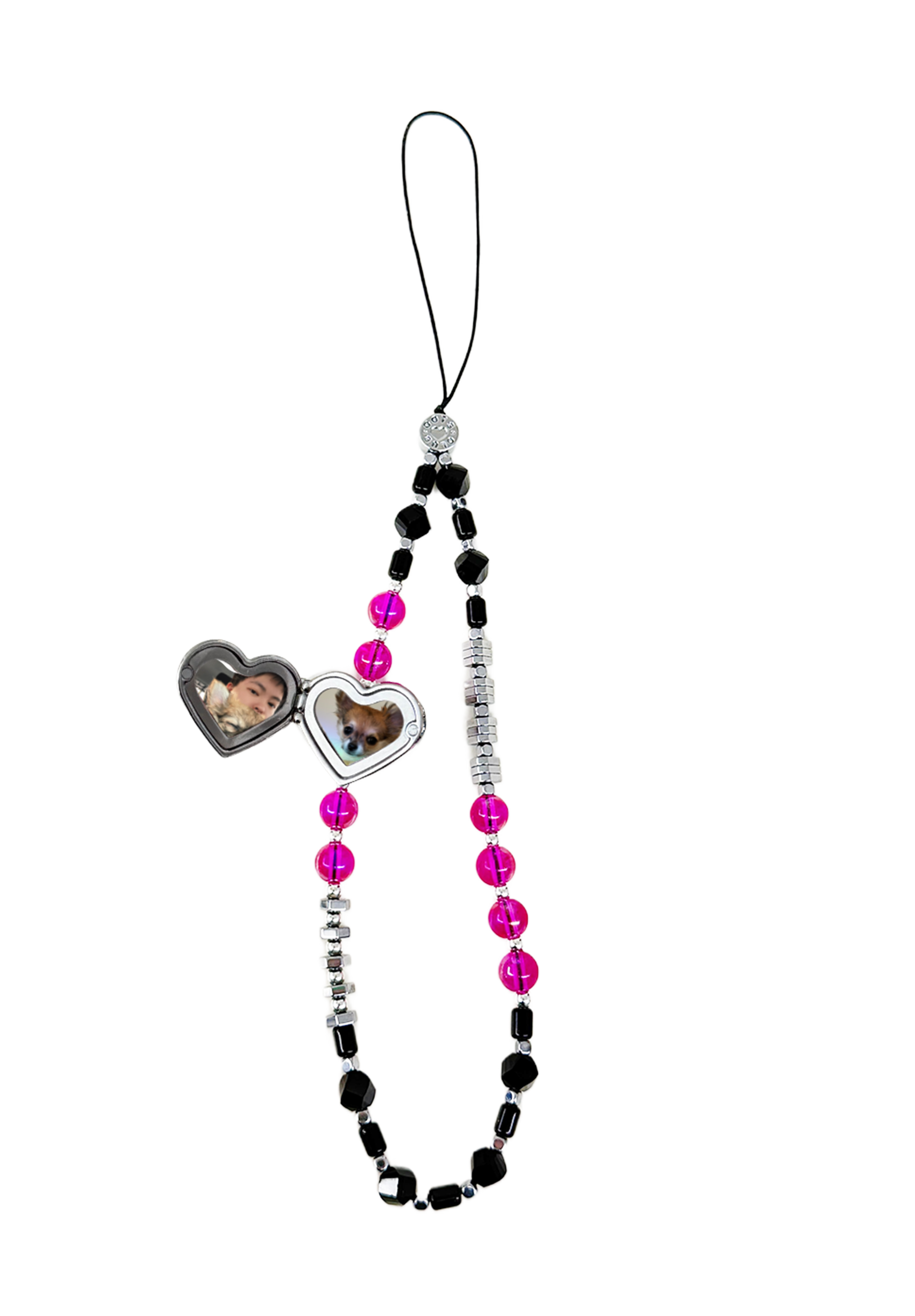 BLACK&PINK - The Double Heart Phone Charm by OOTS.CLUB